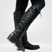 Charlotte Davies | Black Knee-High Lace-Up Riding Boots