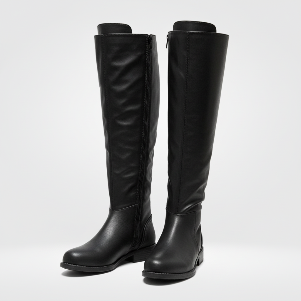 Charlotte Davies | Black Knee-High Lace-Up Riding Boots