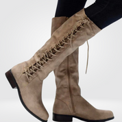 Charlotte Davies | Black Knee-High Lace-Up Riding Boots