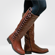 Charlotte Davies | Black Knee-High Lace-Up Riding Boots