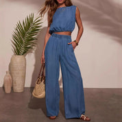 Elena Whitmore | Denim Two-Piece Co-Ord Set For Women