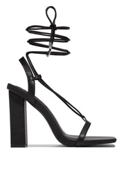 Elara Duchêne | Light Blue Strappy Block Heel Sandals