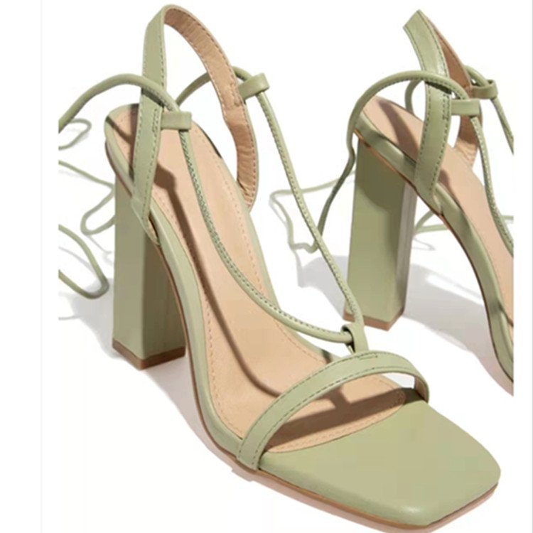 Elara Duchêne | Light Blue Strappy Block Heel Sandals