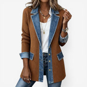 Cecily Hartwood | Veste à empiècements en denim et maille côtelée