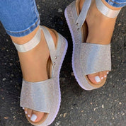 Victoria Bray | Rhinestone Wedge Sandals For Women