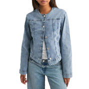 Marianne Colette | Collarless Denim Jacket Women Light Blue