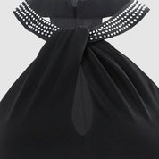 Seraphina Holcombe | Black Embellished Halter Maxi Dress