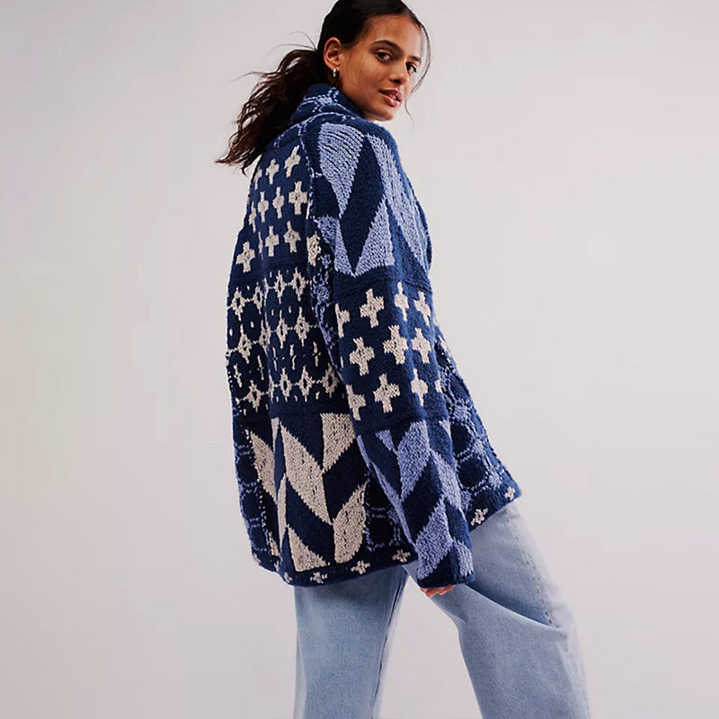 Freya Nolan | Geometric Print Oversized Cardigan
