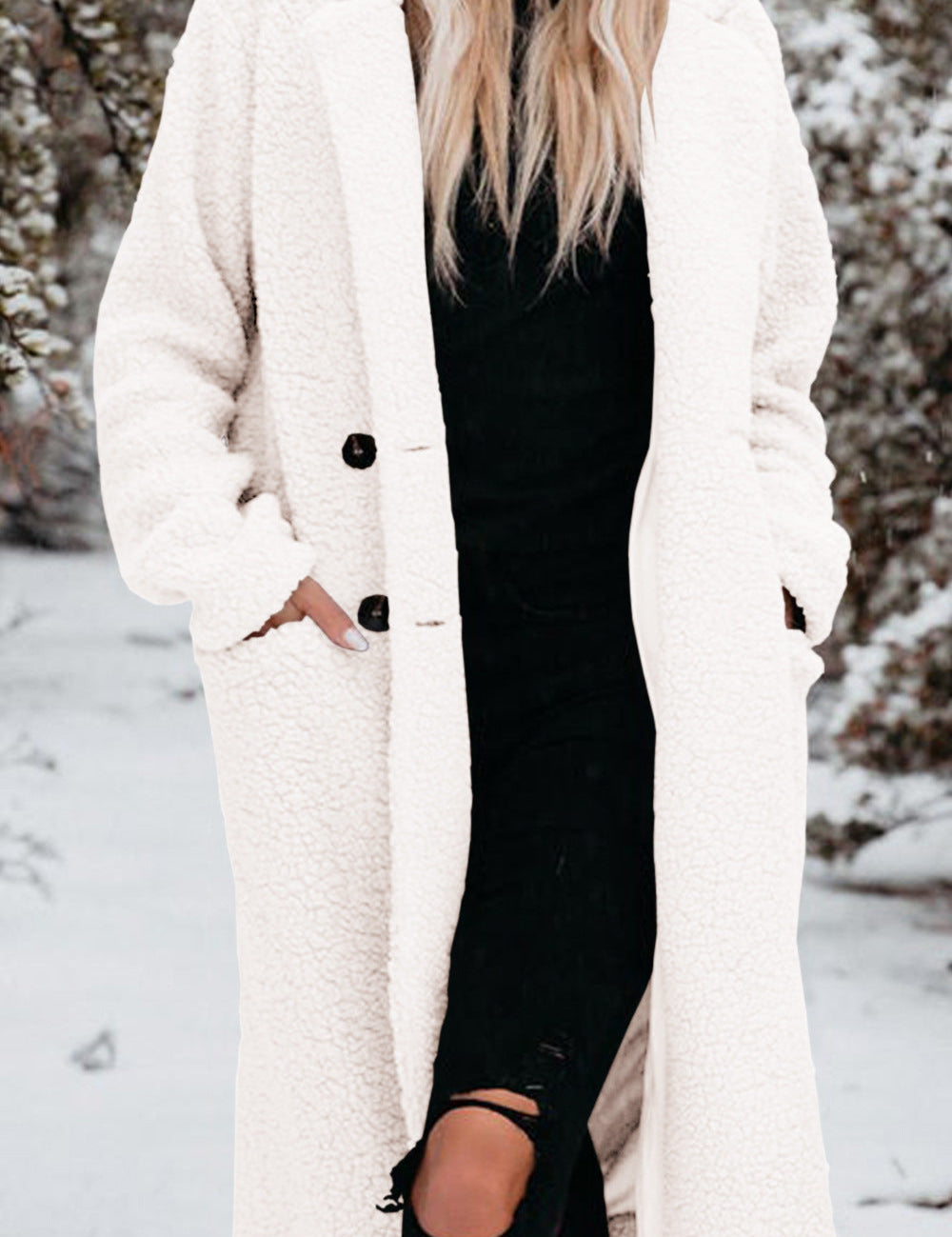 Charlotte Hartnell | Long manteau teddy à fermeture boutonnée sur le devant
