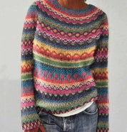Lydia Campbell | Multicolour Stripe Knit Sweater with Ribbed Cuffs