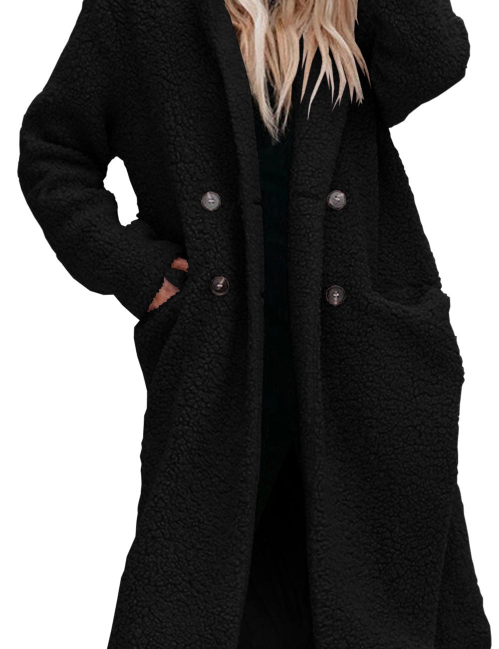 Charlotte Hartnell | Long manteau teddy à fermeture boutonnée sur le devant