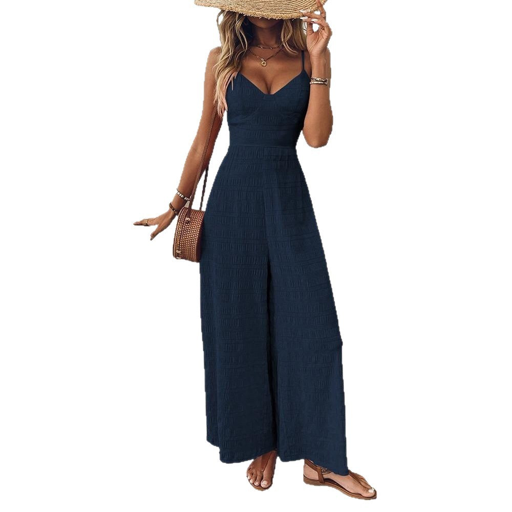 Sienna Beaumont | Textured Wide-Leg Jumpsuit For Women