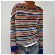 Lydia Campbell | Multicolour Stripe Knit Sweater with Ribbed Cuffs