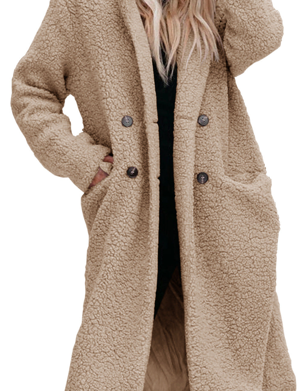 Charlotte Hartnell | Long manteau teddy à fermeture boutonnée sur le devant