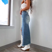 Scarlett Bellini | Jupe longue en denim délavé pour femme