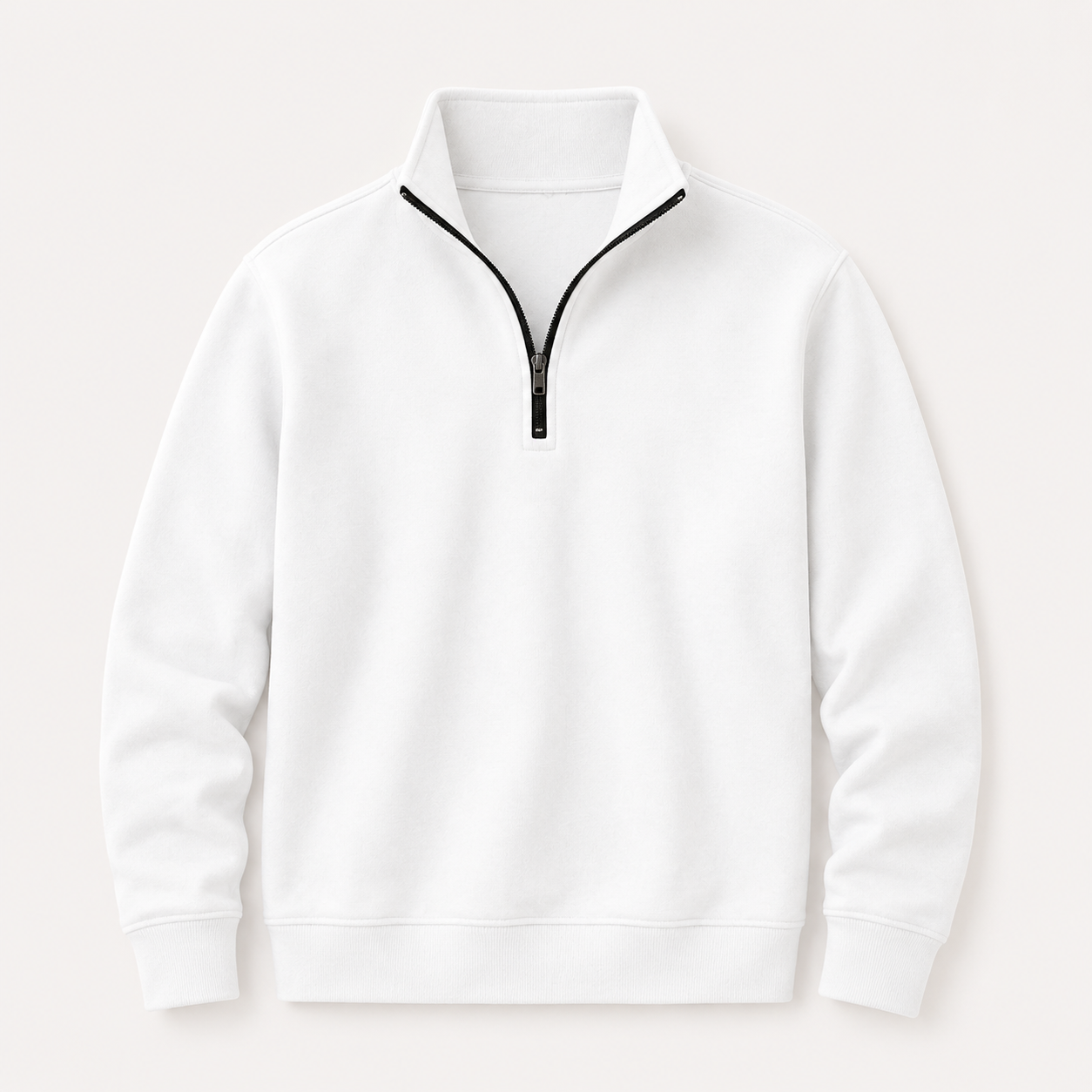 Oliver Bennett | White Quarter-Zip Fleece Sweatshirt for Men
