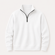 Oliver Bennett | White Quarter-Zip Fleece Sweatshirt for Men