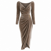 Ottilie Rowntree | Robe de cocktail en velours à col drapé