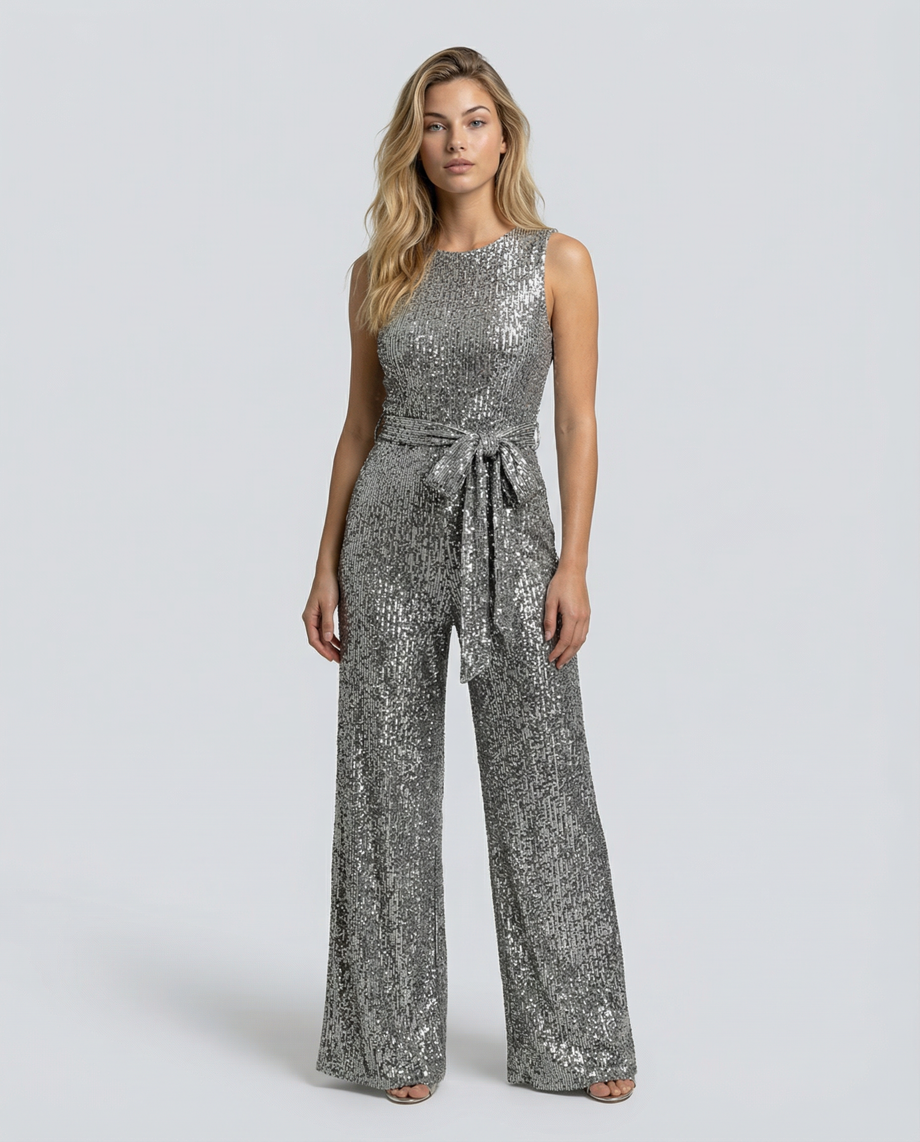 Felicity Brown | Gold Sequin Wide-Leg Jumpsuit for Women