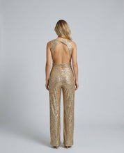 Felicity Brown | Gold Sequin Wide-Leg Jumpsuit for Women