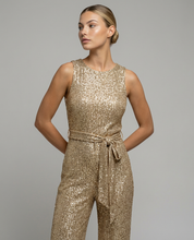 Felicity Brown | Gold Sequin Wide-Leg Jumpsuit for Women