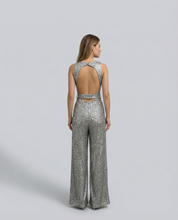 Felicity Brown | Gold Sequin Wide-Leg Jumpsuit for Women