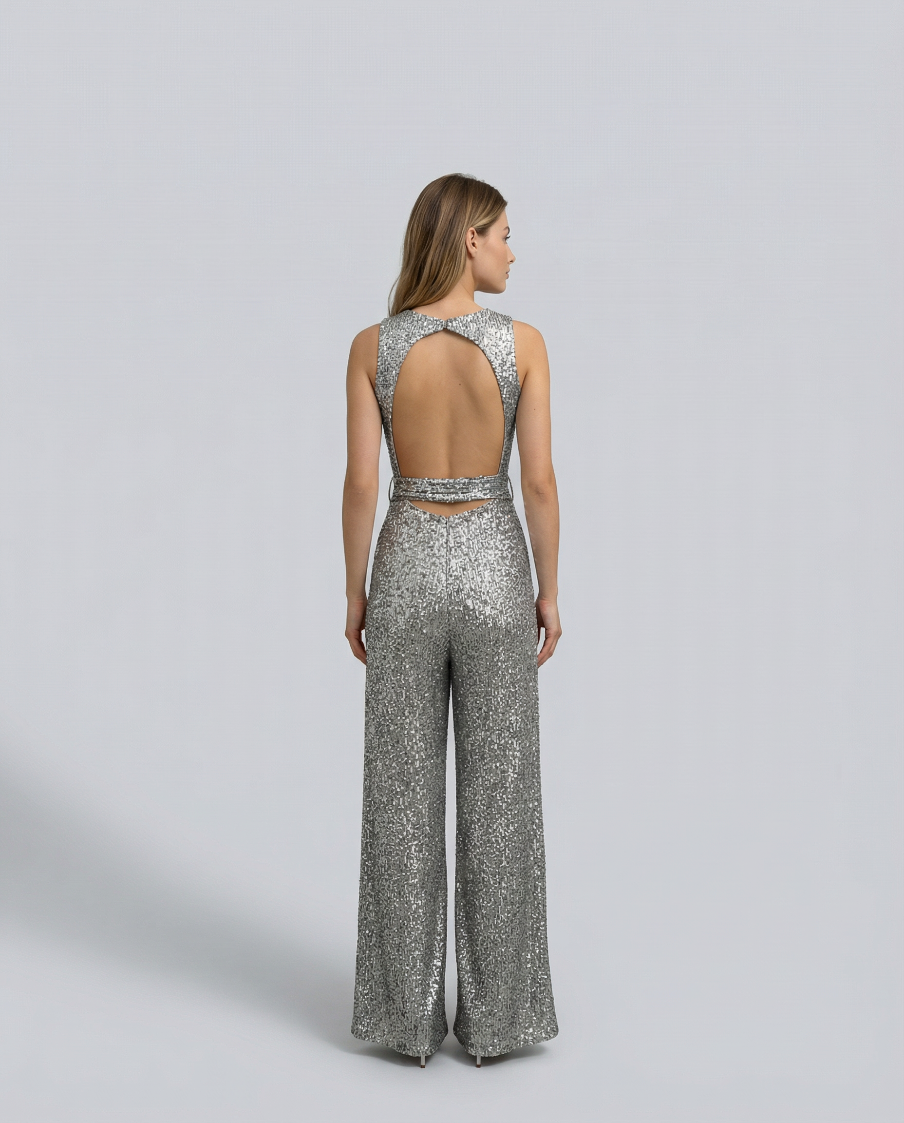 Felicity Brown | Gold Sequin Wide-Leg Jumpsuit for Women