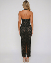 Matilda Jones | Black Lace Halter Maxi Dress