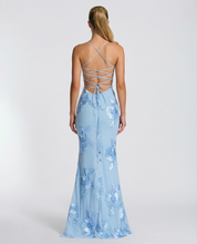 Robe longue sirène dorée brodée de fleurs, Matilda Jones