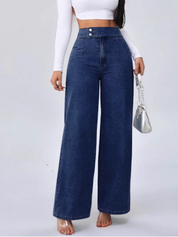 Lucinda Vossemont | High-Waist Wide-Leg Dark Blue Denim Jeans