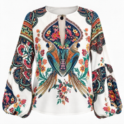 Phoebe Langtree | Blouse bohème à imprimé floral avec manches cloche