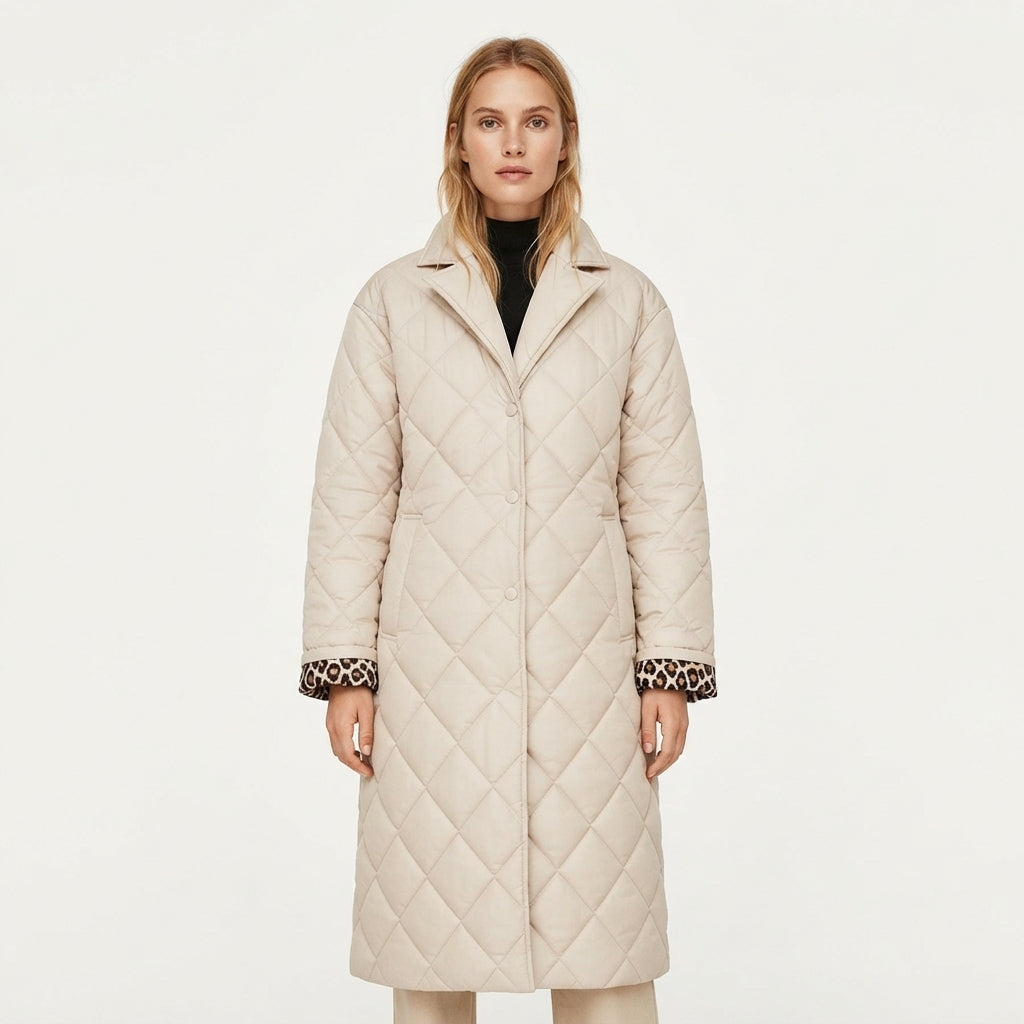 Phoebe Marchmont | Manteau matelassé réversible avec doublure à imprimé léopard