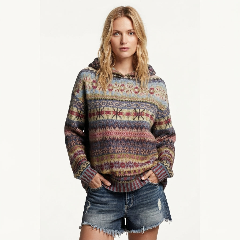 Poppy Fenwick | Fair Isle Hoodie with Ribbed Cuffs