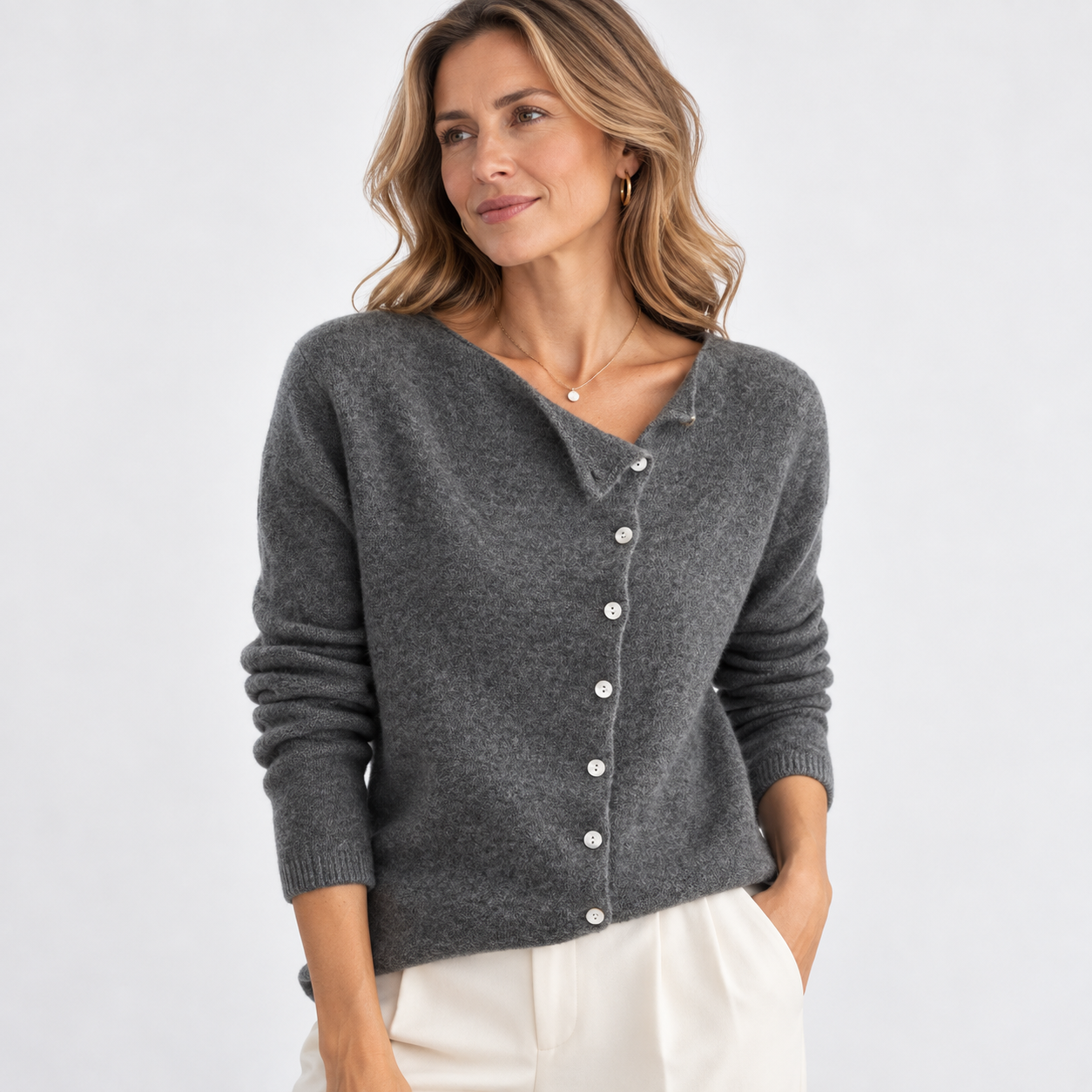 Poppy Hall | Asymmetric Button Cardigan For Women