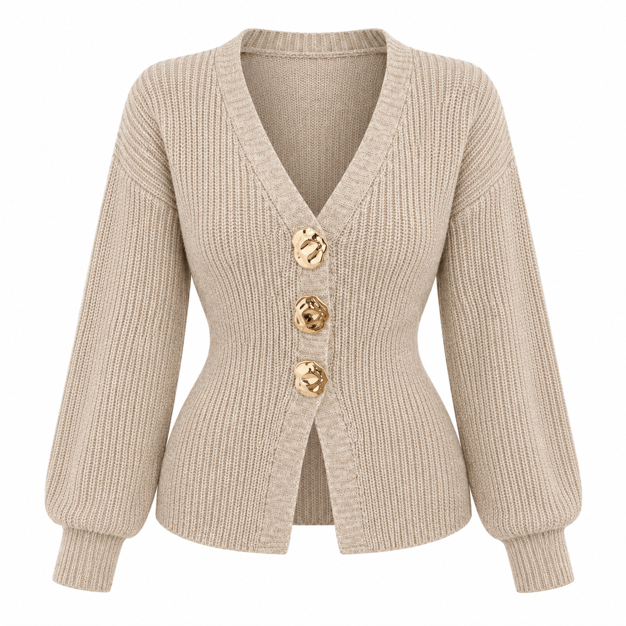 Poppy Hughes | V-Neck Button-Up Knit Cardigan