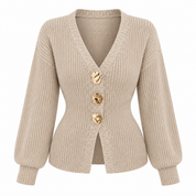 Poppy Hughes | V-Neck Button-Up Knit Cardigan