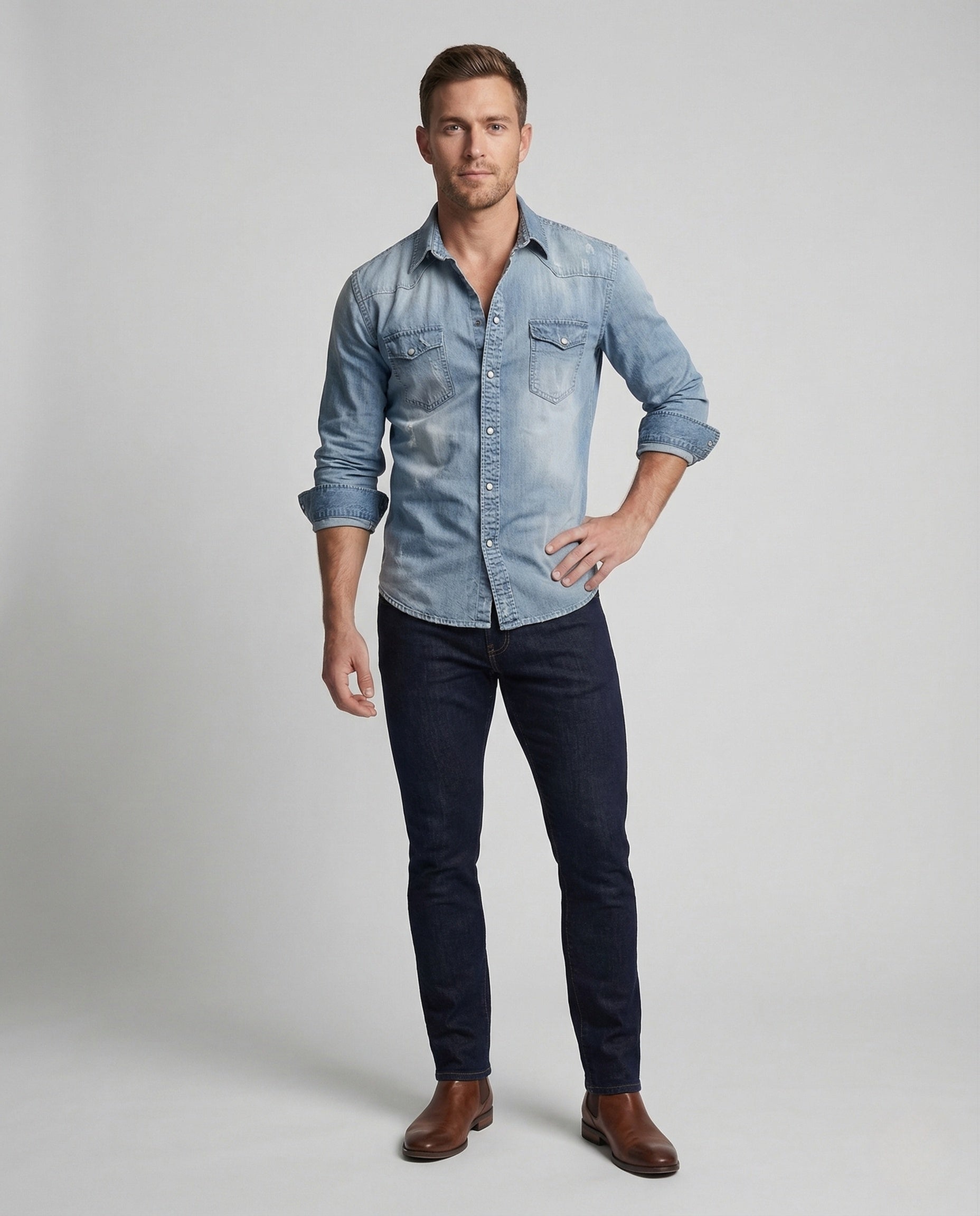 James Calloway | Classic Light Wash Denim Shirt for Men