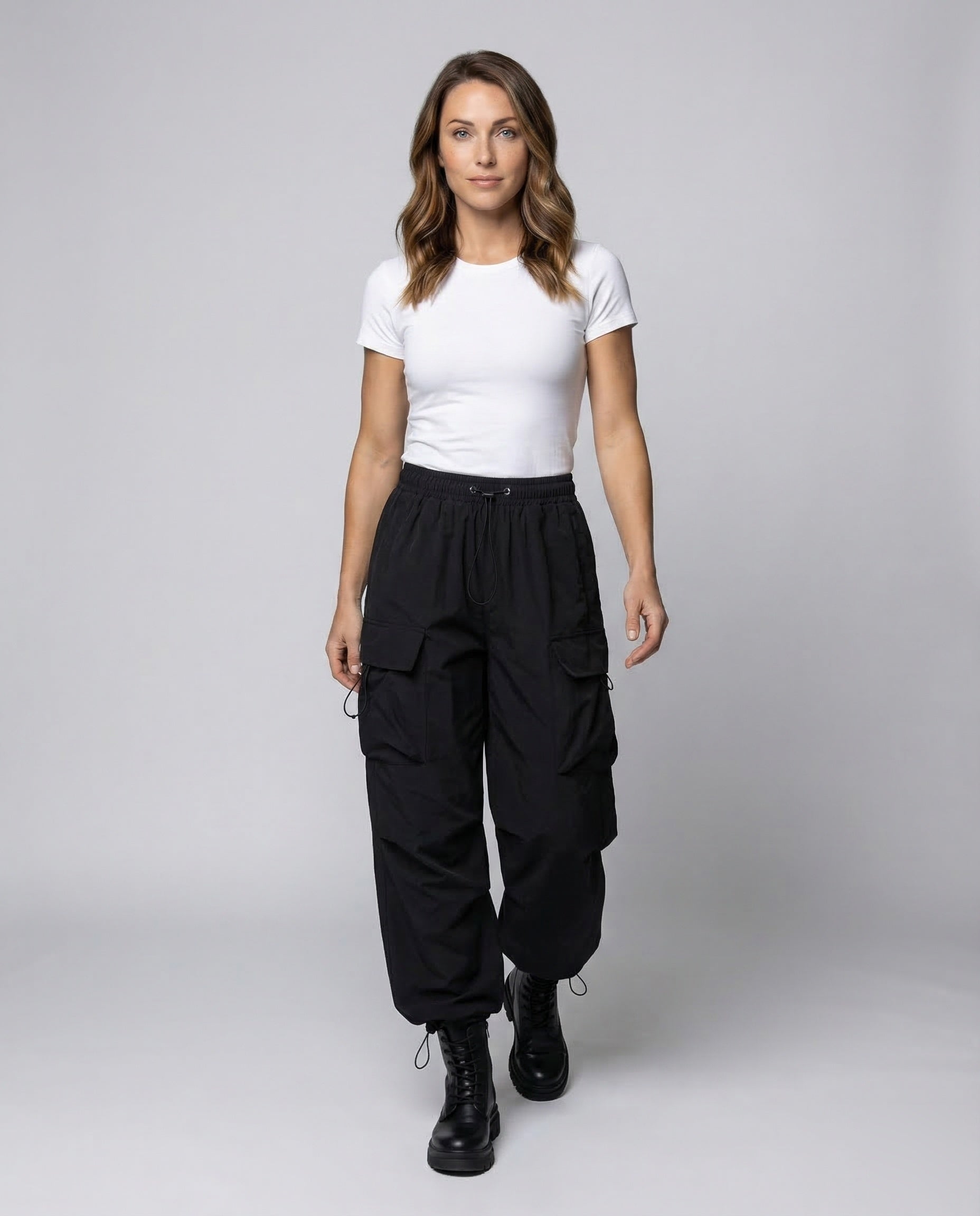 Natasha Ellroy | Black Oversized Balloon Cargo Pants
