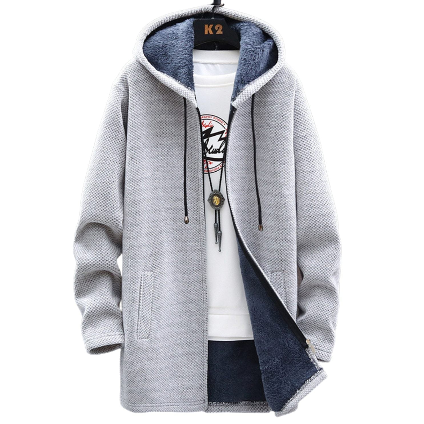 Imogen Fairclough | Longline Zip Hoodie With Fleece-Lined Hood