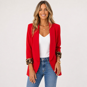 Rebecca Ashcroft | Red Leopard-Trim Blazer