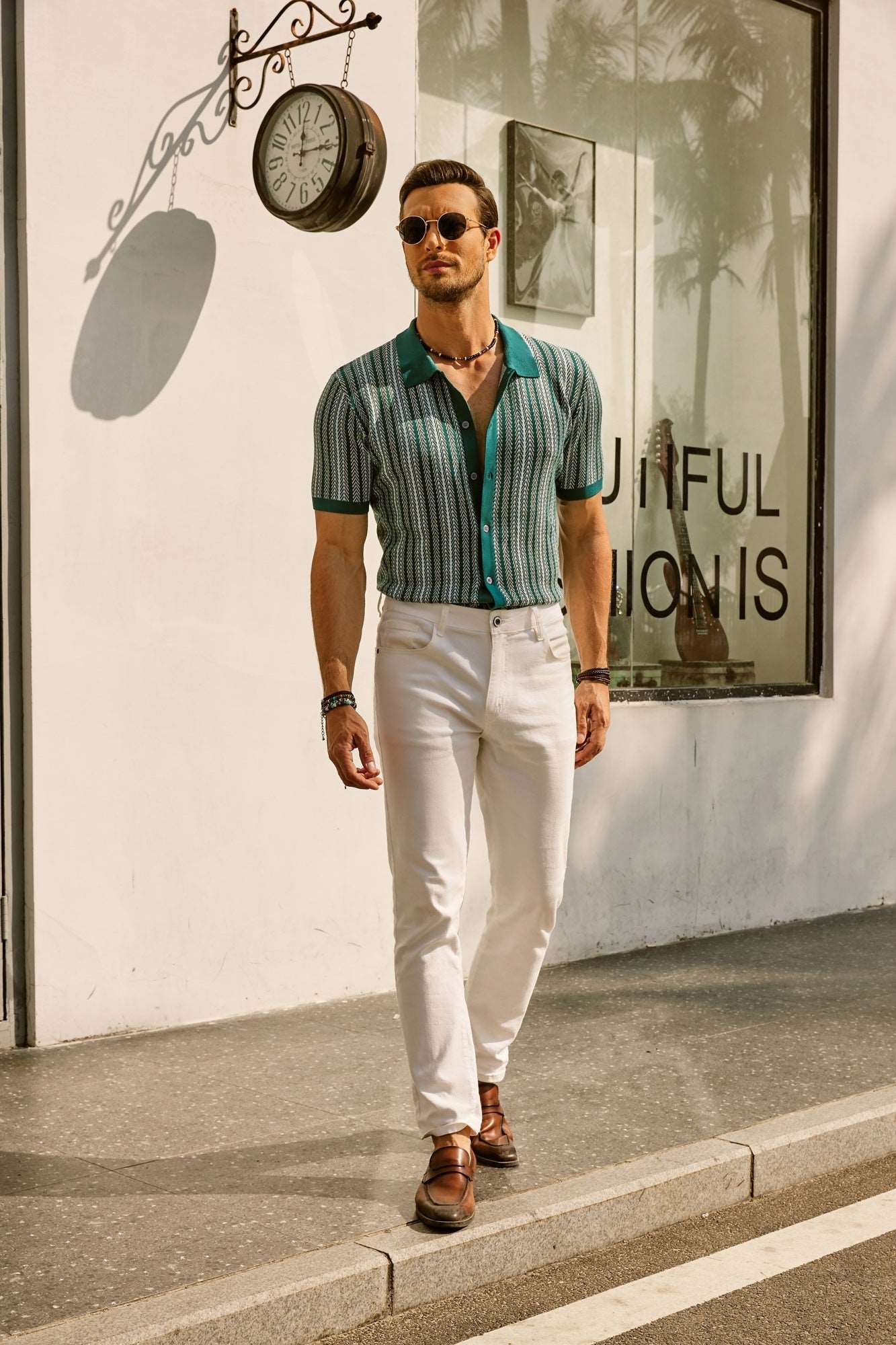 Enzo Bellini | Riviera Pattern Knit Polo Luxe