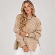 Catriona Mackenzie | Ribbed Knit Side-Slit Sweater
