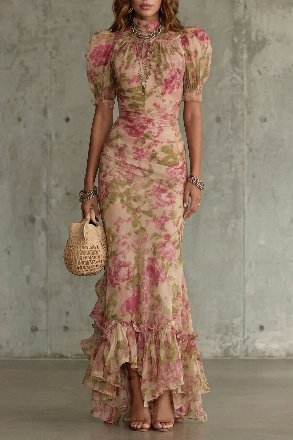 Beatrice Morrison | Floral Ruched Mermaid Maxi Dress