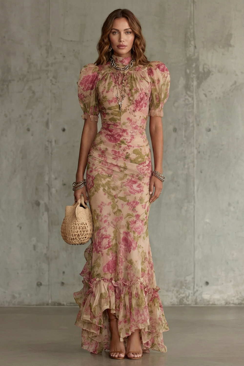 Beatrice Morrison | Floral Ruched Mermaid Maxi Dress