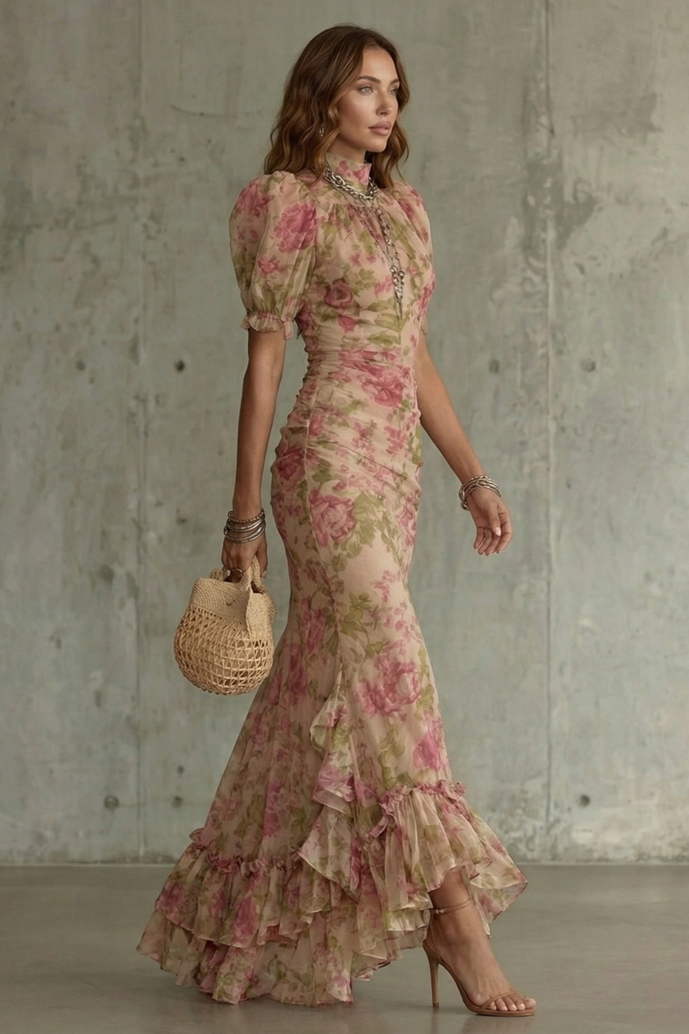 Beatrice Morrison | Floral Ruched Mermaid Maxi Dress