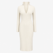 Rosie Clarke | Ribbed Knit V-Neck Midi Dress