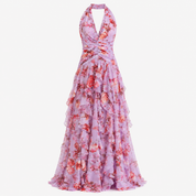 Rosie Sutton | Floral Halter Maxi Dress with Ruffle Skirt