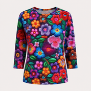 Rosie Evans | 3D Floral Print Round Neck T-Shirt