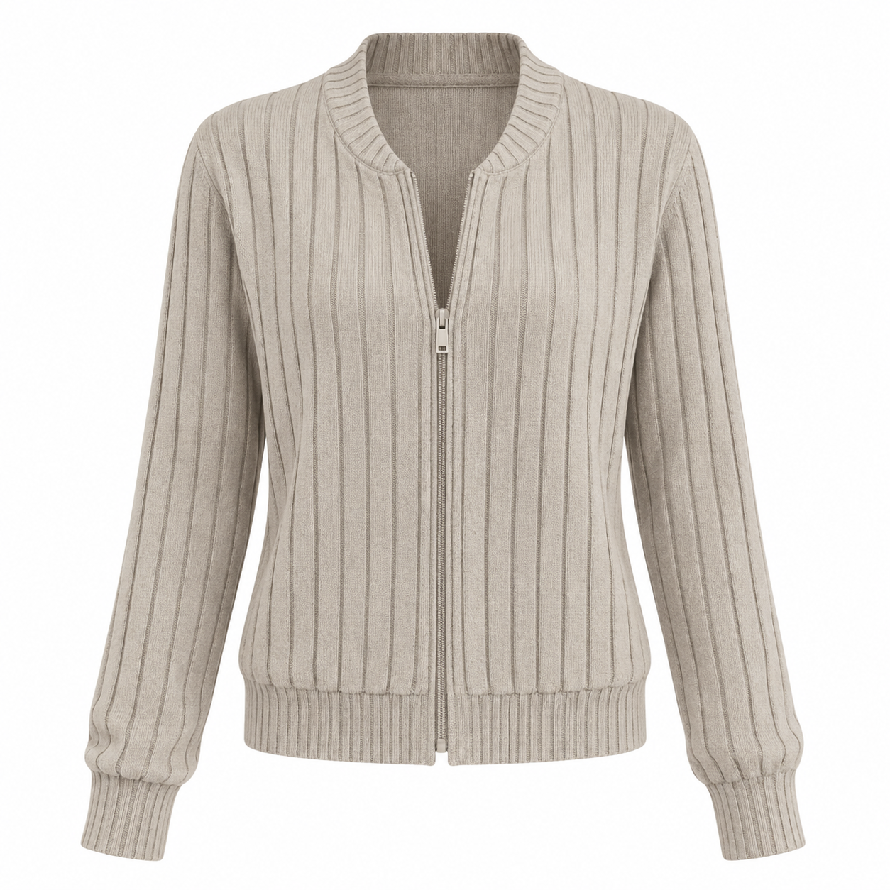 Rowena Ashford | Ribbed Zip-Up Longline Cardigan