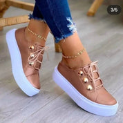 Nancy Redwood | Studded Round Toe Platform Trainers